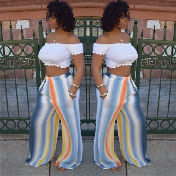 Leaf Stripe Palazzo Pant